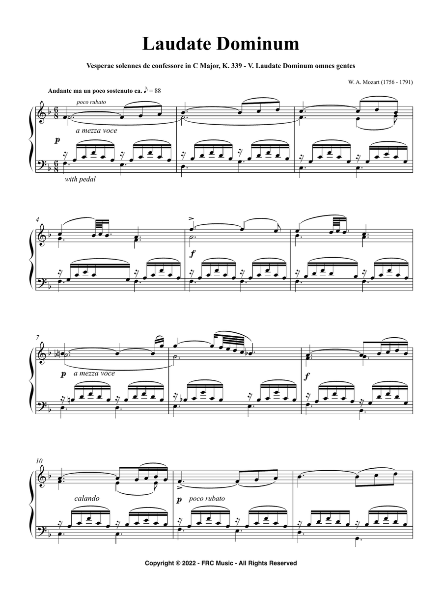 Vesperae solennes de confessore, K. 339: V. Laudate Dominum (As played by Víkingur Ólafsson) Piano Solo scores gallery preview page 3