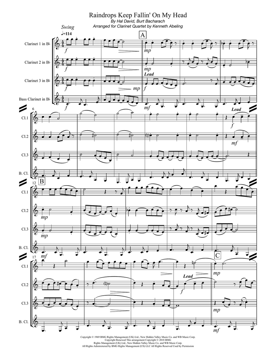 Raindrops Keep Fallin' On My Head Woodwind Ensemble scores gallery preview page 2