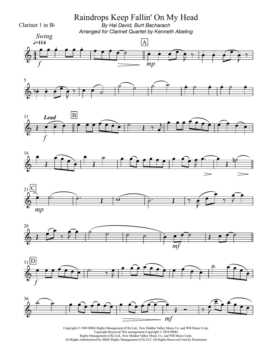 Raindrops Keep Fallin' On My Head Woodwind Ensemble scores gallery preview page 6