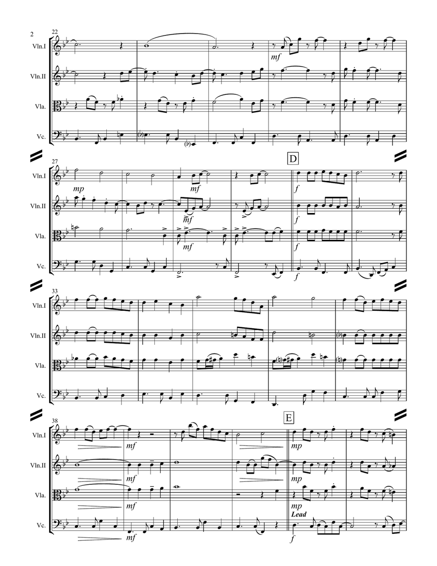 Raindrops Keep Fallin' On My Head String Quartet scores gallery preview page 3