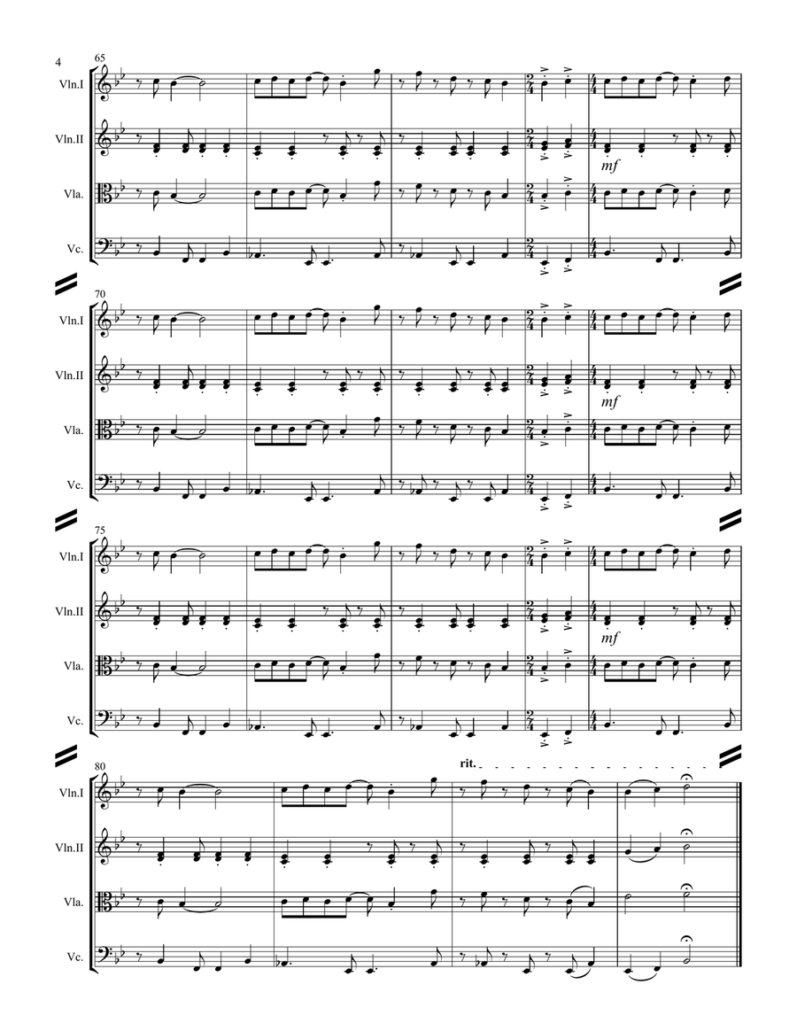 Raindrops Keep Fallin' On My Head String Quartet scores gallery preview page 5