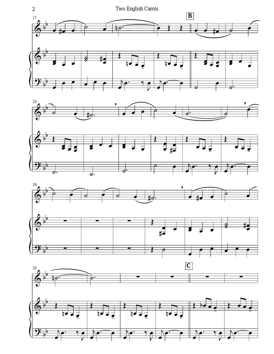 Two English Carols (Coventry Carol; What Child Is This?) B-Flat Trumpet scores gallery preview page 4