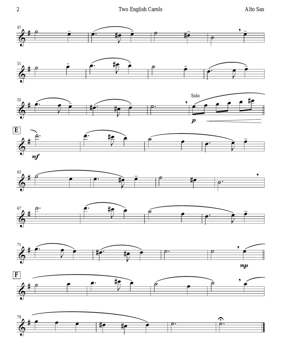 Two English Carols (Coventry Carol; What Child Is This?) Alto Saxophone scores gallery preview page 2