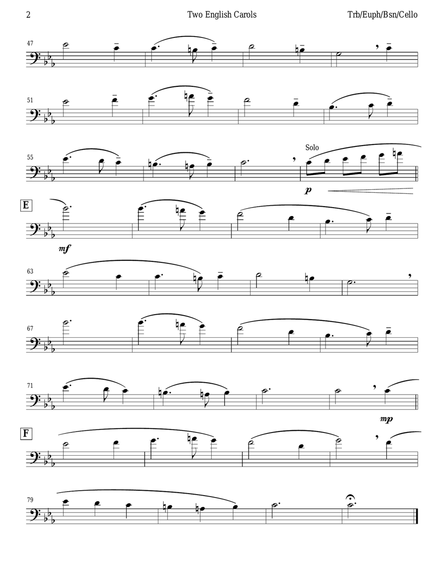 Two English Carols (Coventry Carol; What Child Is This?) Bassoon scores gallery preview page 2