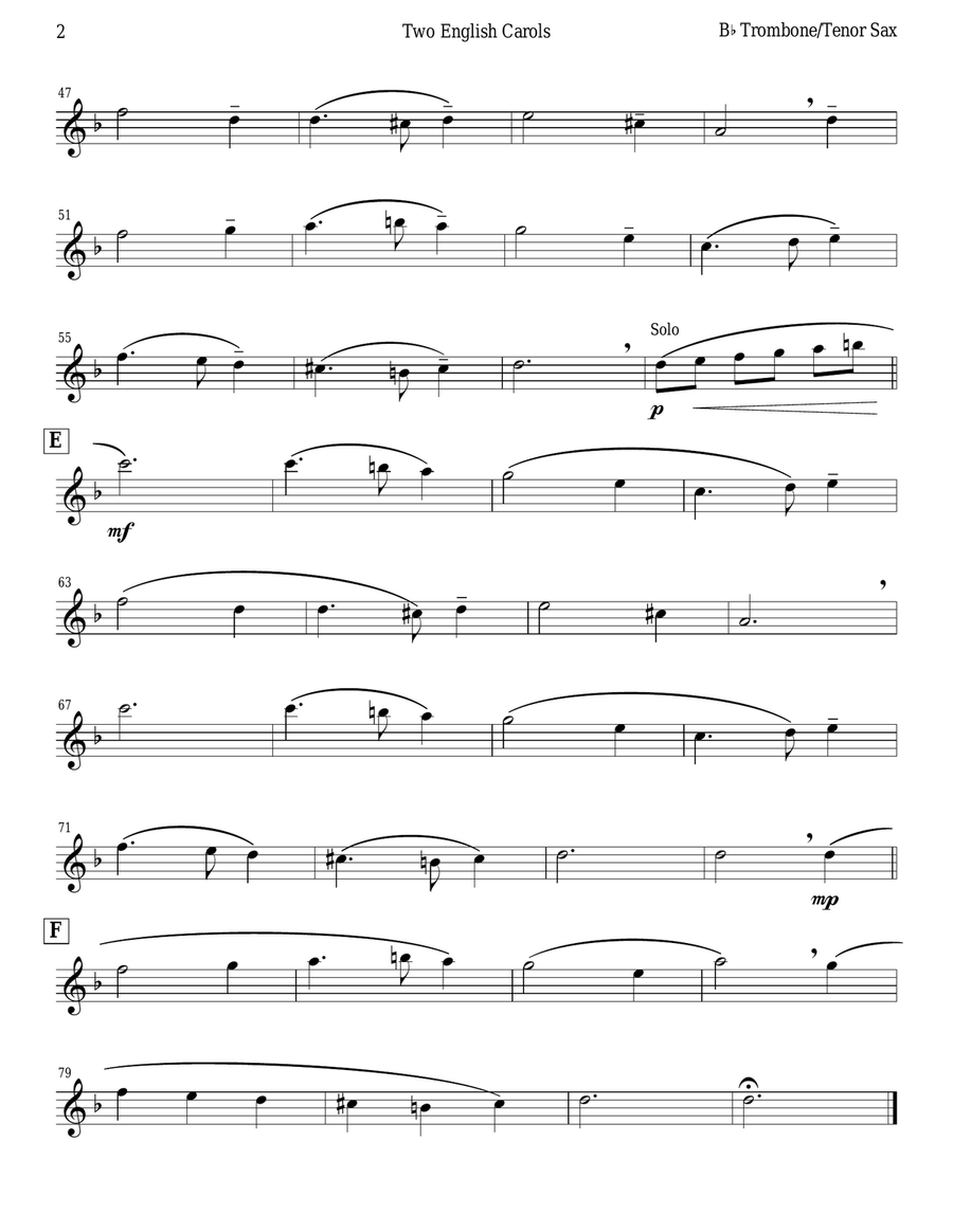 Two English Carols (Coventry Carol; What Child Is This?) Tenor Saxophone scores gallery preview page 2