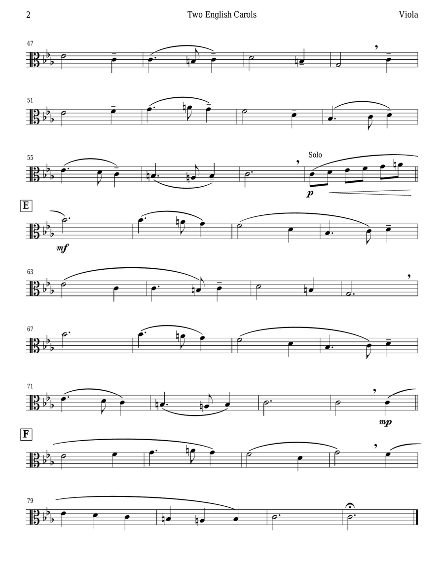 Two English Carols (Coventry Carol; What Child Is This?) Viola scores gallery preview page 2