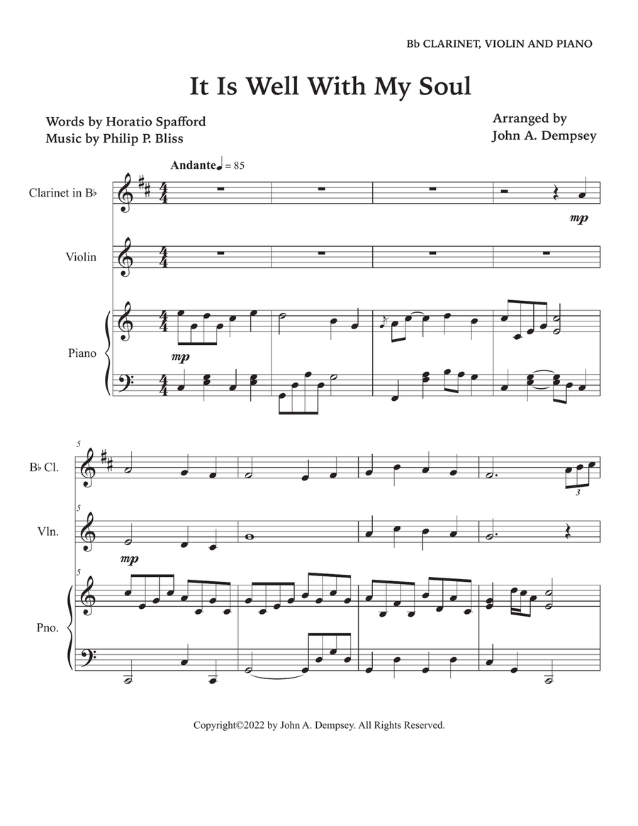 It Is Well With My Soul (Trio for Clarinet, Violin and Piano) Small Ensemble scores gallery preview page 5