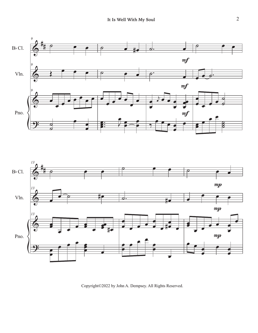 It Is Well With My Soul (Trio for Clarinet, Violin and Piano) Small Ensemble scores gallery preview page 6