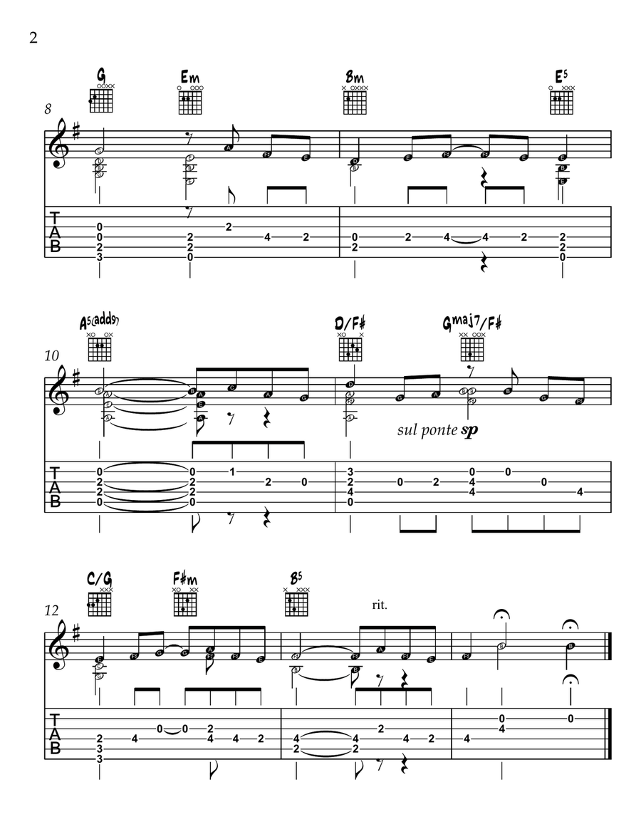 Excerpt (with harmony) - Pavane for a Dead Princess (Pavane pour une infante défunte) Acoustic Guitar scores gallery preview page 2