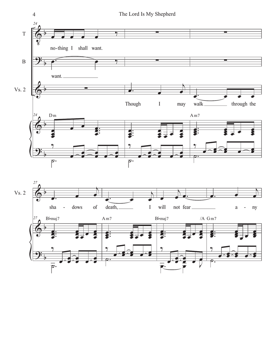 The Lord Is My Shepherd (2-part choir - (TB) TB scores gallery preview page 4