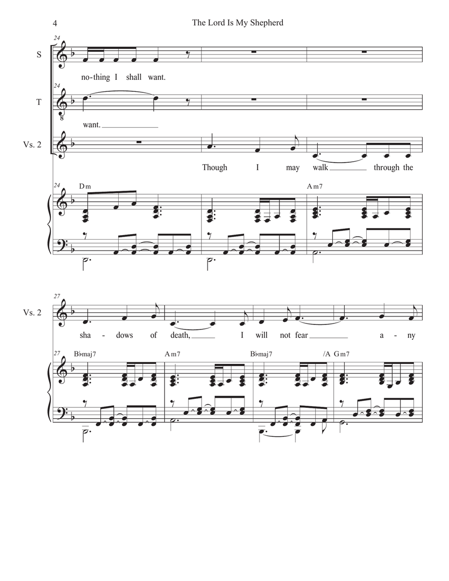 The Lord Is My Shepherd (2-part choir - (Soprano and Tenor) 2-Part scores gallery preview page 4
