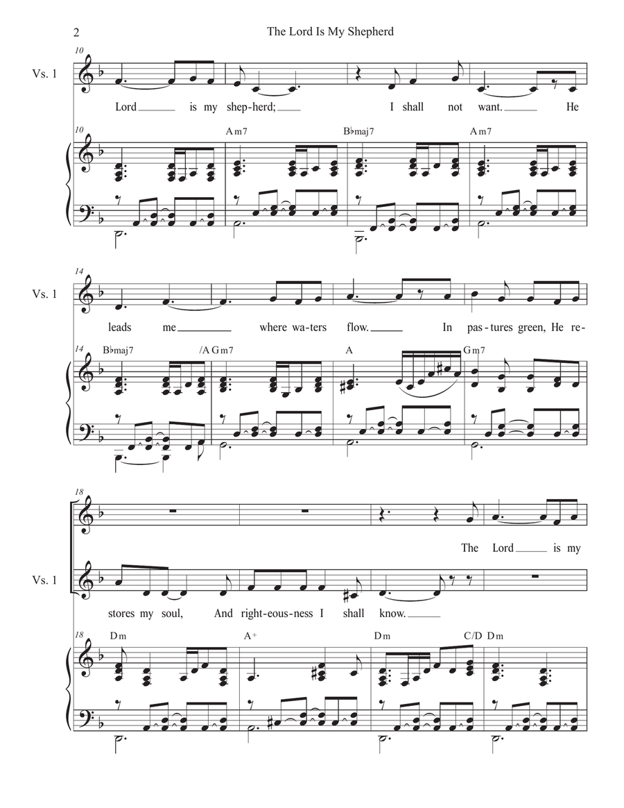 The Lord Is My Shepherd (Unison choir) Unison Choir scores gallery preview page 2