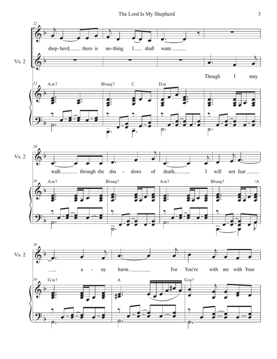 The Lord Is My Shepherd (Unison choir) Unison Choir scores gallery preview page 3