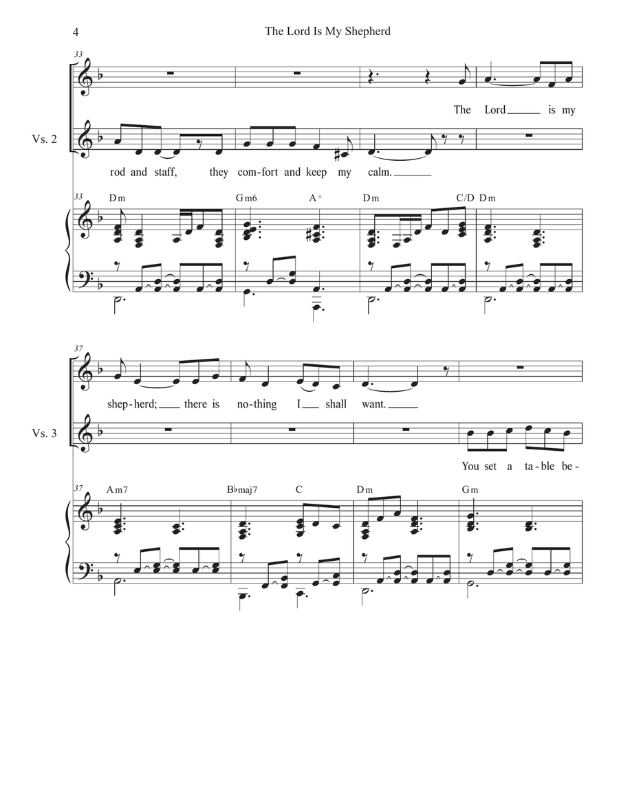 The Lord Is My Shepherd (Unison choir) Unison Choir scores gallery preview page 4