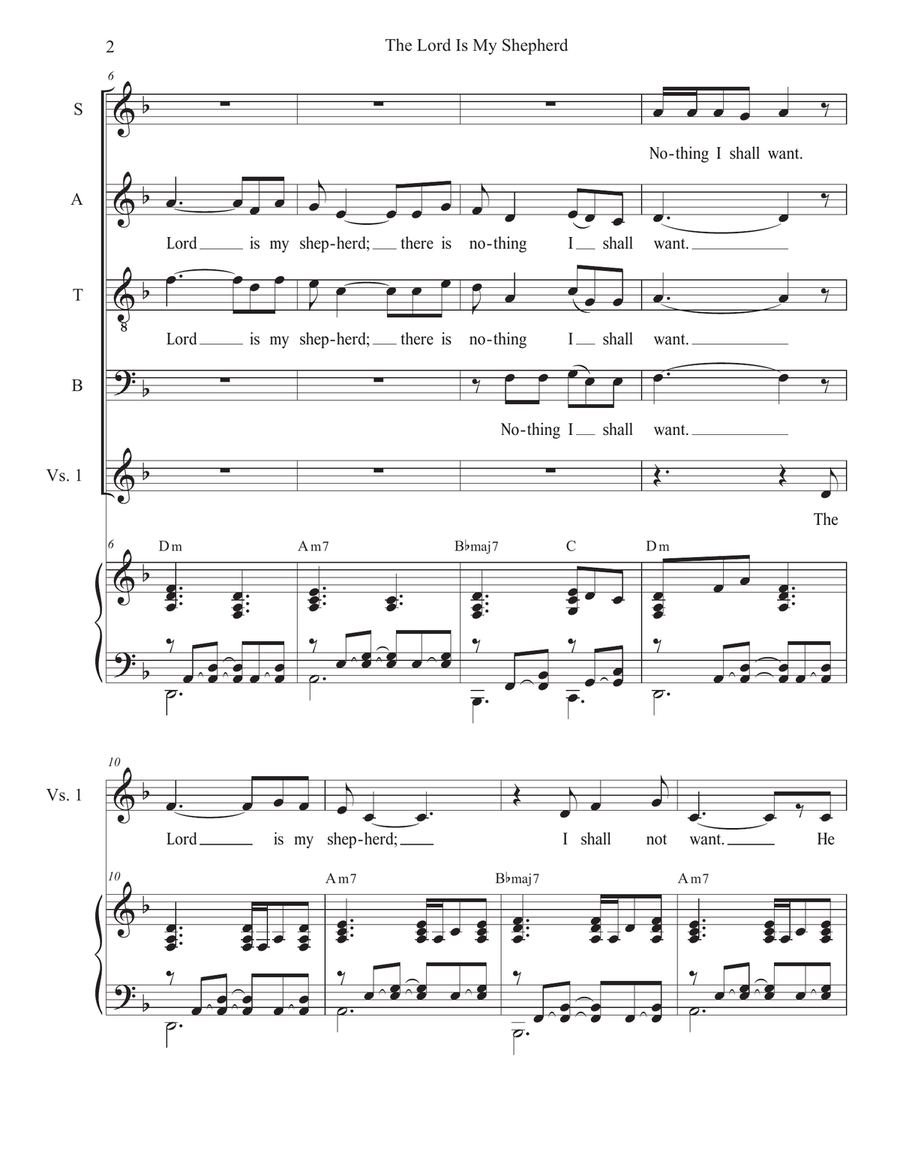 The Lord Is My Shepherd (Vocal Quartet - (SATB) 4-Part scores gallery preview page 2