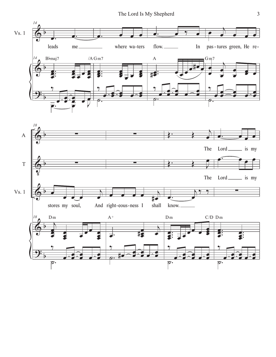 The Lord Is My Shepherd (Vocal Quartet - (SATB) 4-Part scores gallery preview page 3