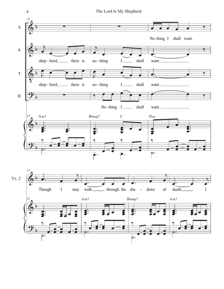 The Lord Is My Shepherd (Vocal Quartet - (SATB) 4-Part scores gallery preview page 4