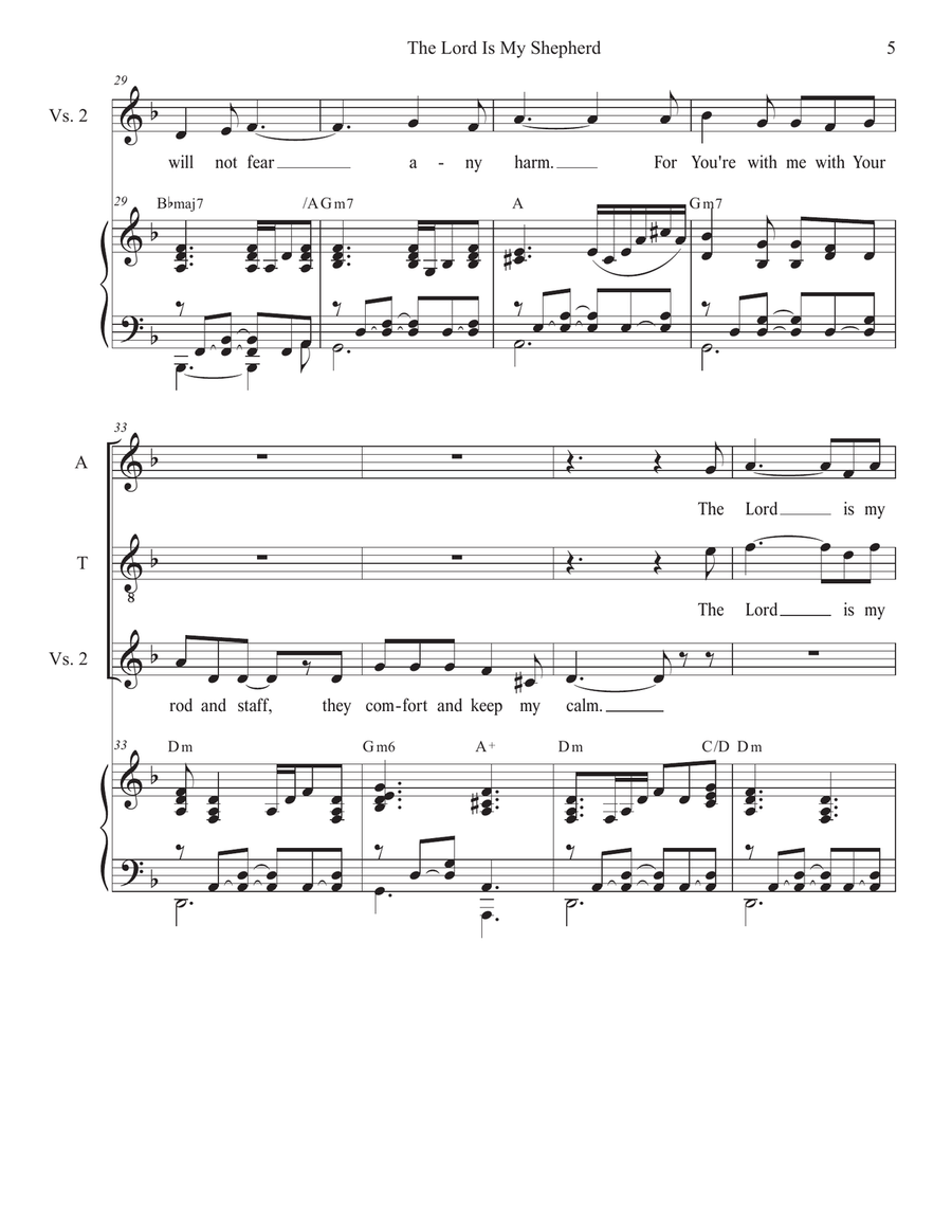 The Lord Is My Shepherd (Vocal Quartet - (SATB) 4-Part scores gallery preview page 5