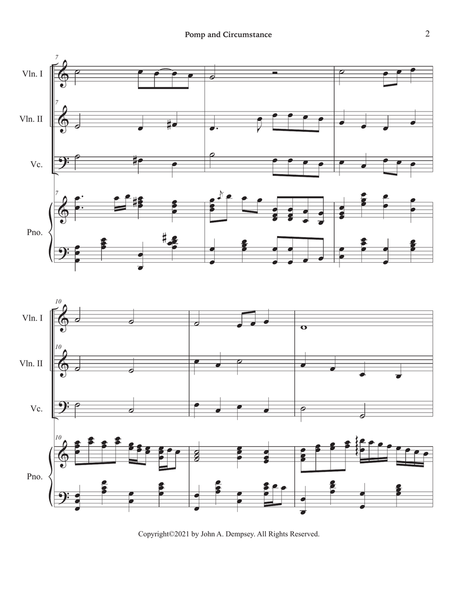 Pomp and Circumstance (Piano Quartet): Two Violins, Cello and Piano Piano Quartet scores gallery preview page 6
