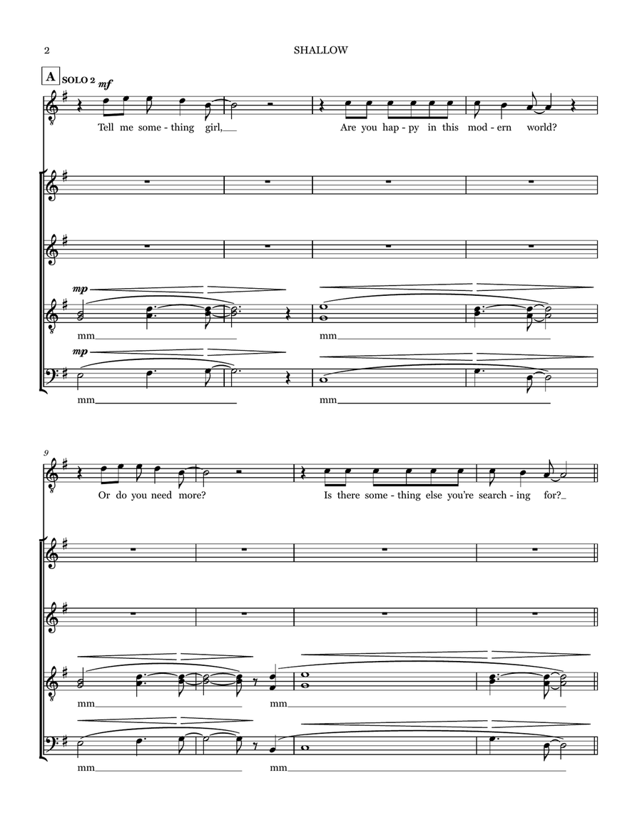 Shallow (from A Star Is Born) Choir scores gallery preview page 2