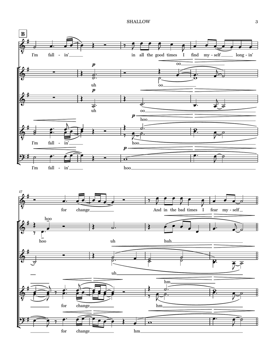 Shallow (from A Star Is Born) Choir scores gallery preview page 3