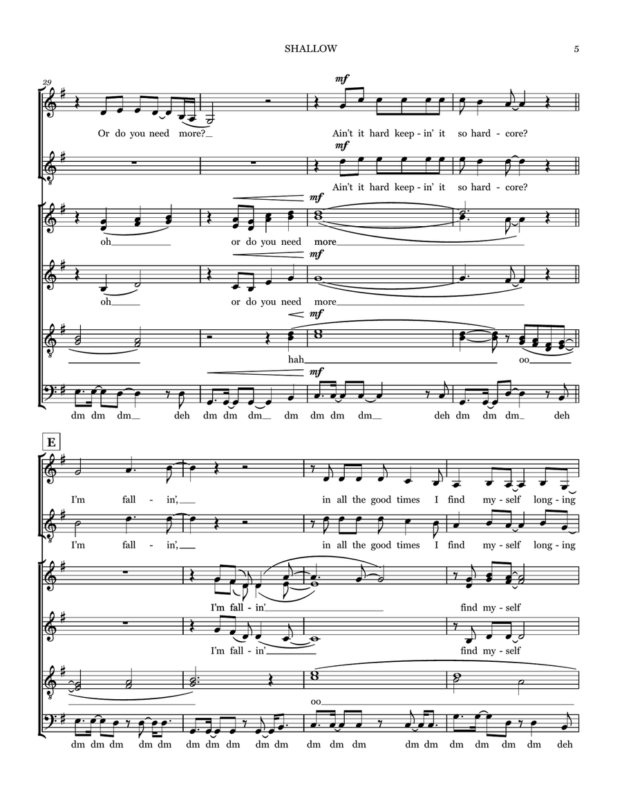 Shallow (from A Star Is Born) Choir scores gallery preview page 5