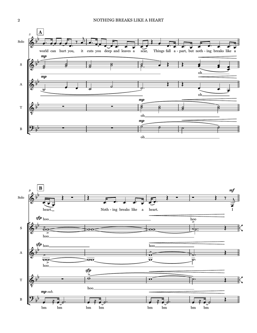 Nothing Breaks Like A Heart Choir scores gallery preview page 2