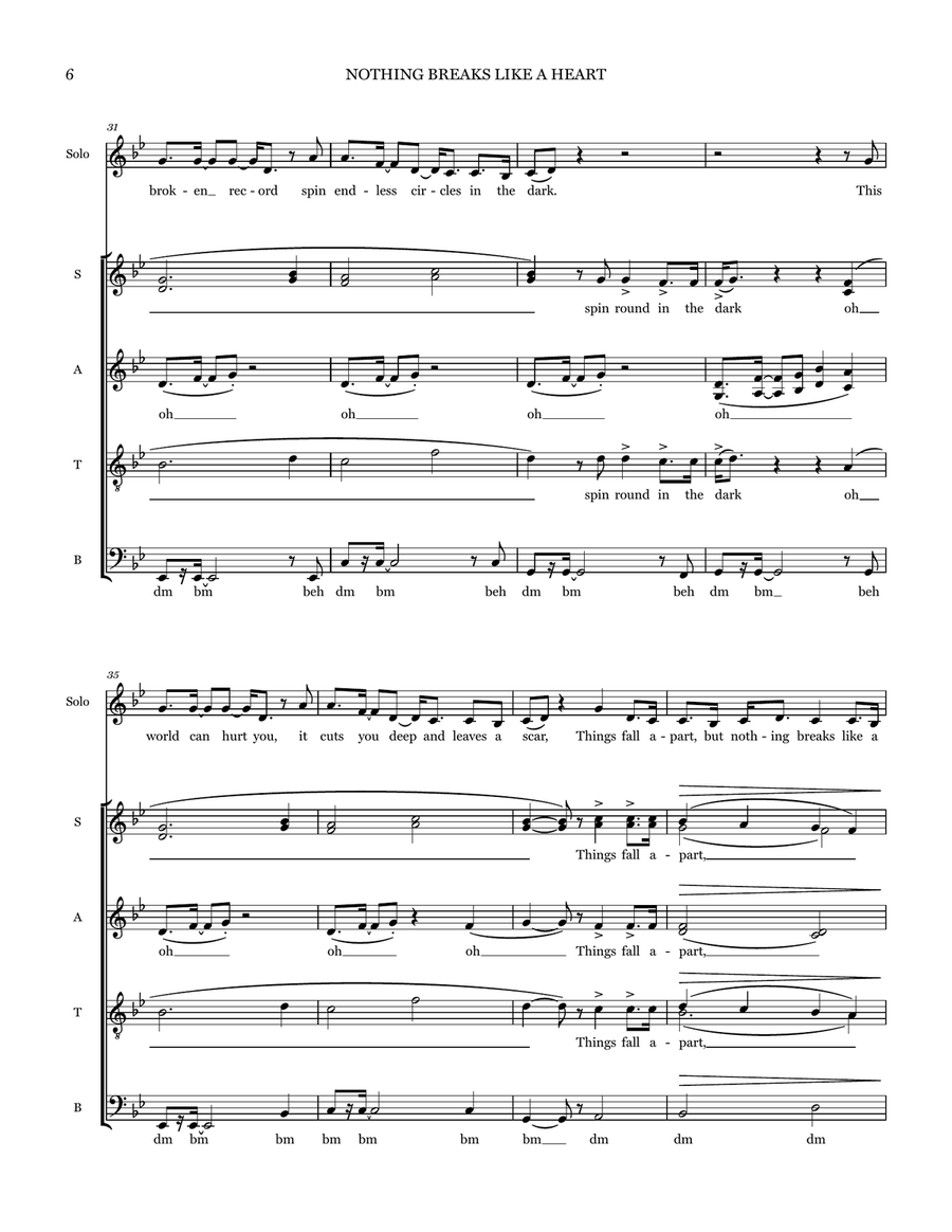 Nothing Breaks Like A Heart Choir scores gallery preview page 6