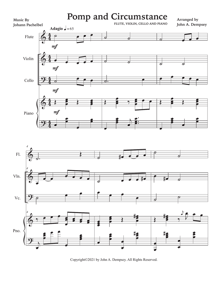 Pomp and Circumstance (Quartet for Flute, Violin, Cello and Piano) Pomp and Circumstance (Quartet for Flute, Violin, Cello and Piano) Small Ensemble scores gallery preview page 5