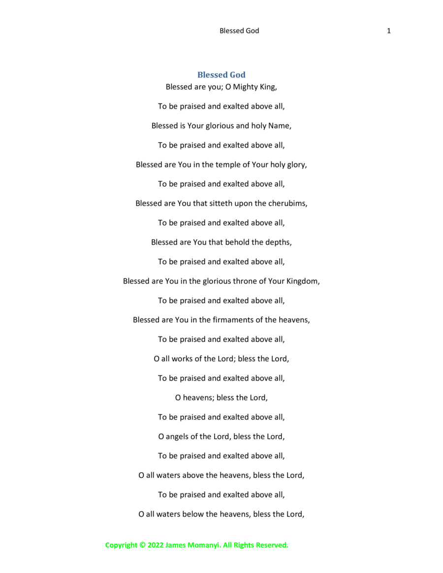 Blessed God Piano scores gallery preview page 1