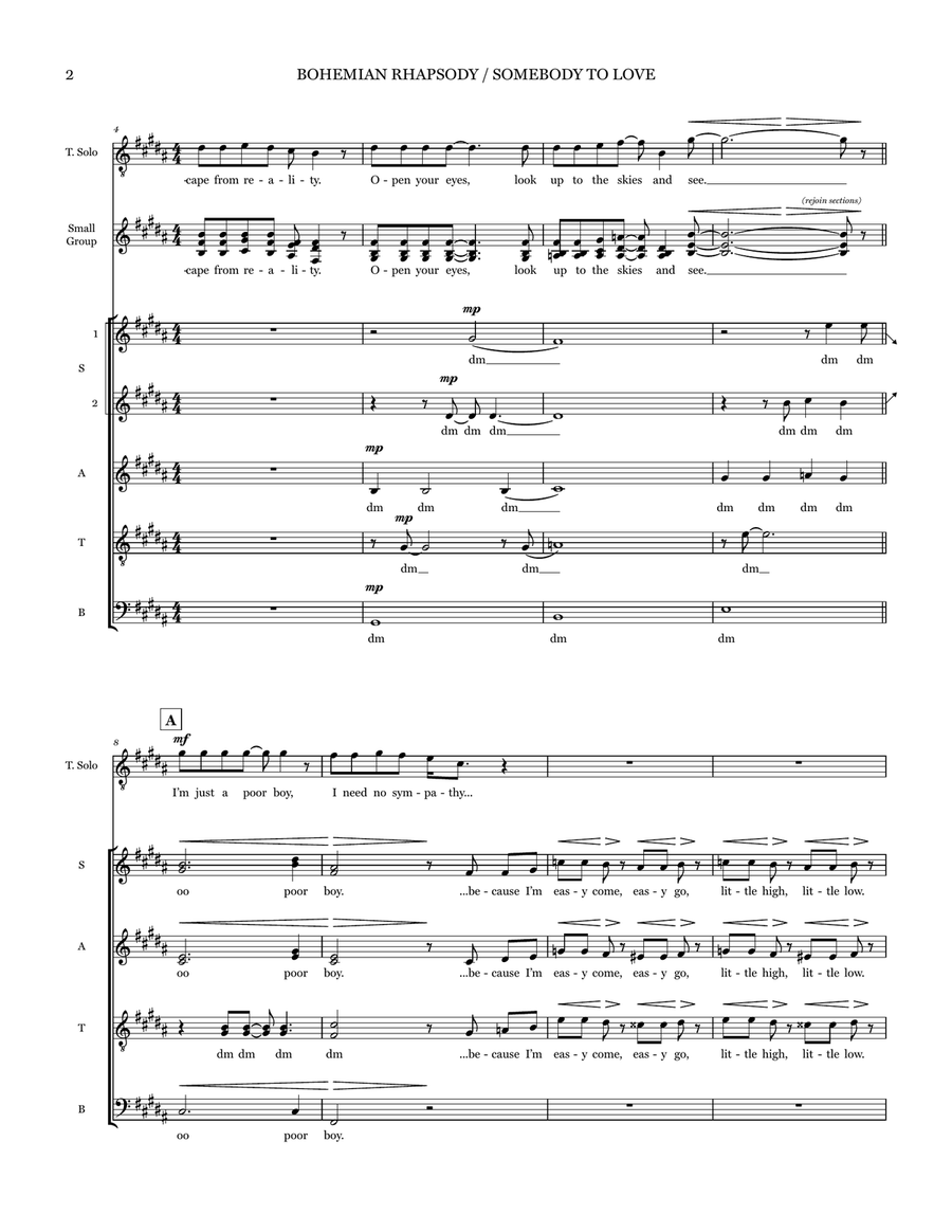 Bohemian Rhapsody / Somebody To Love Choir scores gallery preview page 2