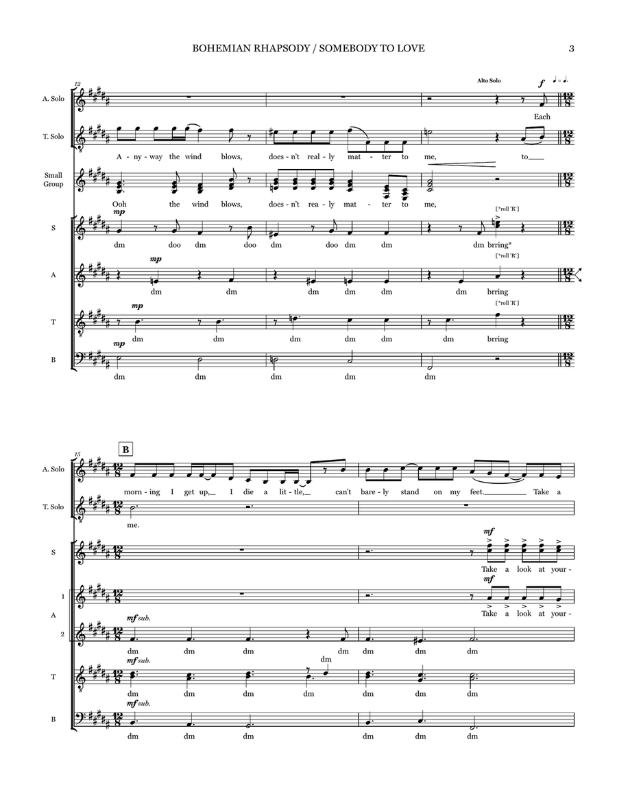 Bohemian Rhapsody / Somebody To Love Choir scores gallery preview page 3