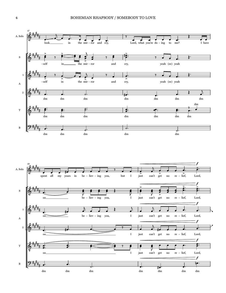 Bohemian Rhapsody / Somebody To Love Choir scores gallery preview page 4