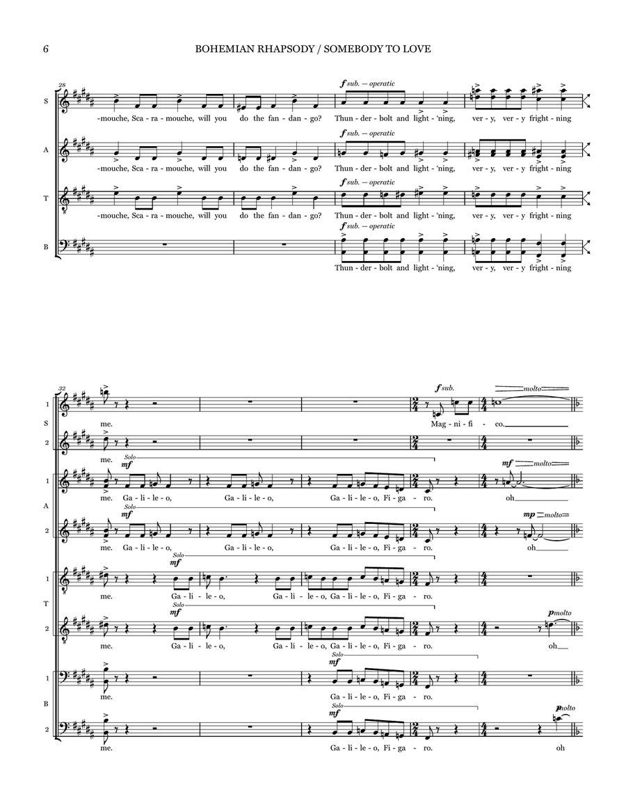 Bohemian Rhapsody / Somebody To Love Choir scores gallery preview page 6