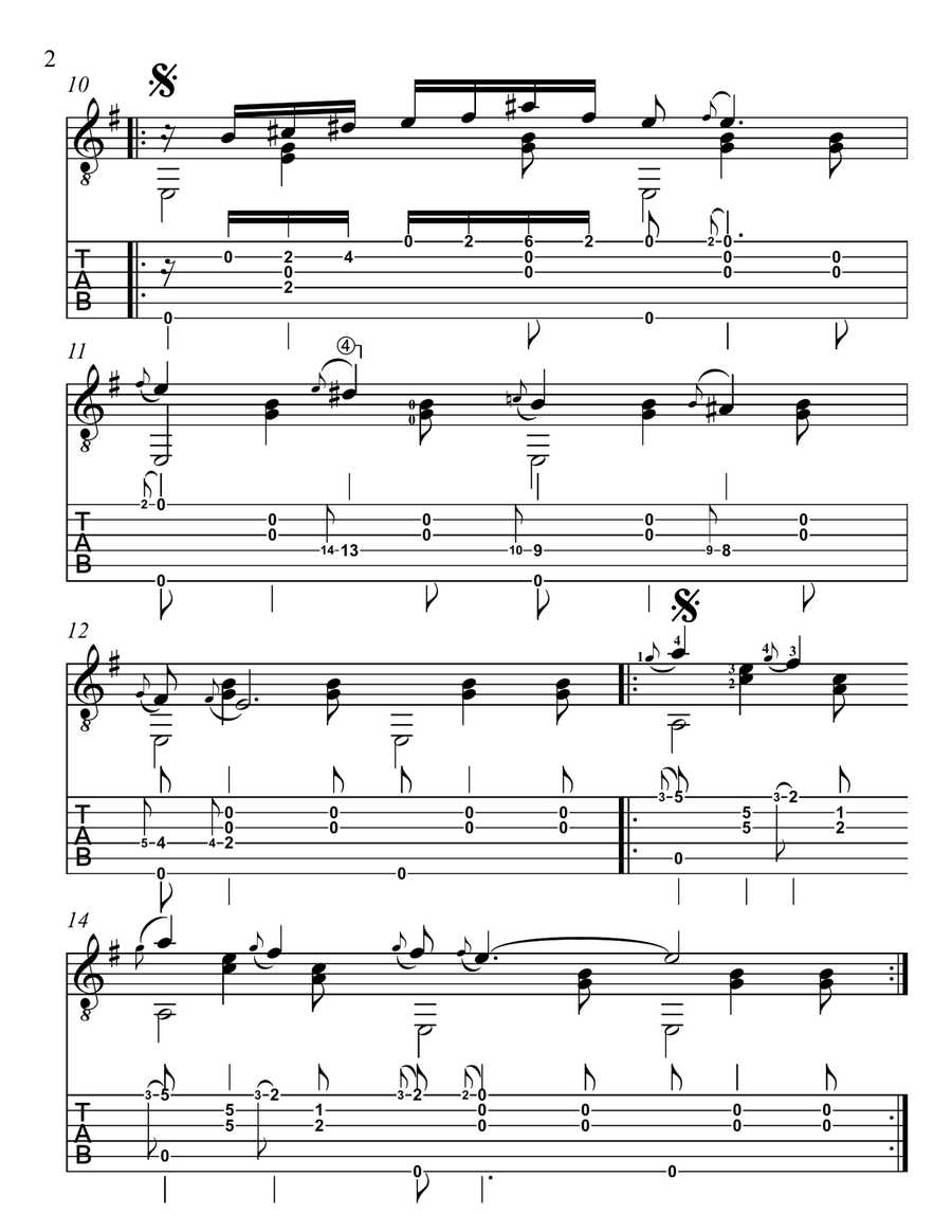 Gnossienne No. 1 (Tablature + Sheet Music) Acoustic Guitar scores gallery preview page 2