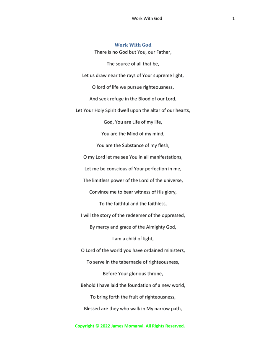 Work With God Piano scores gallery preview page 1