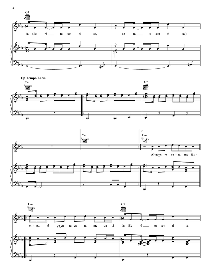 Tu Sonrisa Tu Sonrisa Piano, Vocal, Guitar scores gallery preview page 2