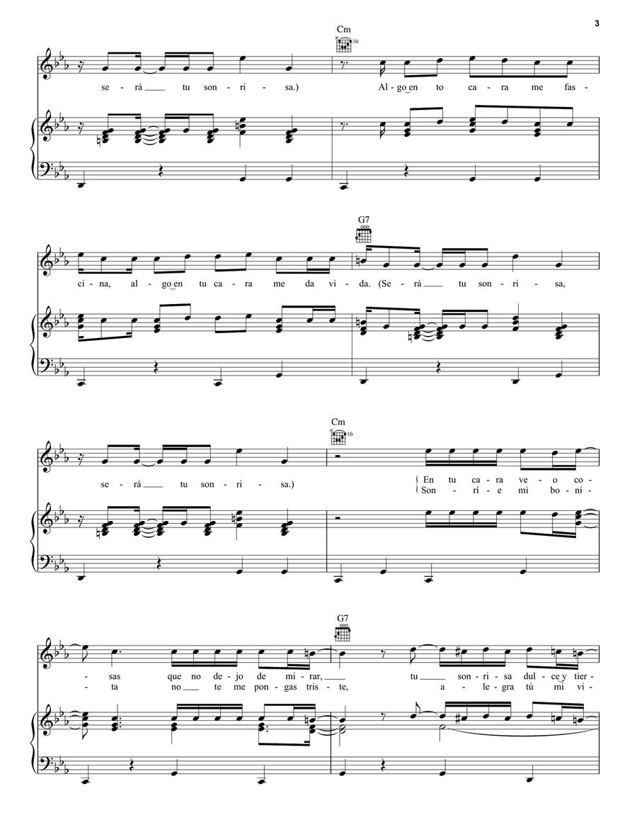 Tu Sonrisa Tu Sonrisa Piano, Vocal, Guitar scores gallery preview page 3