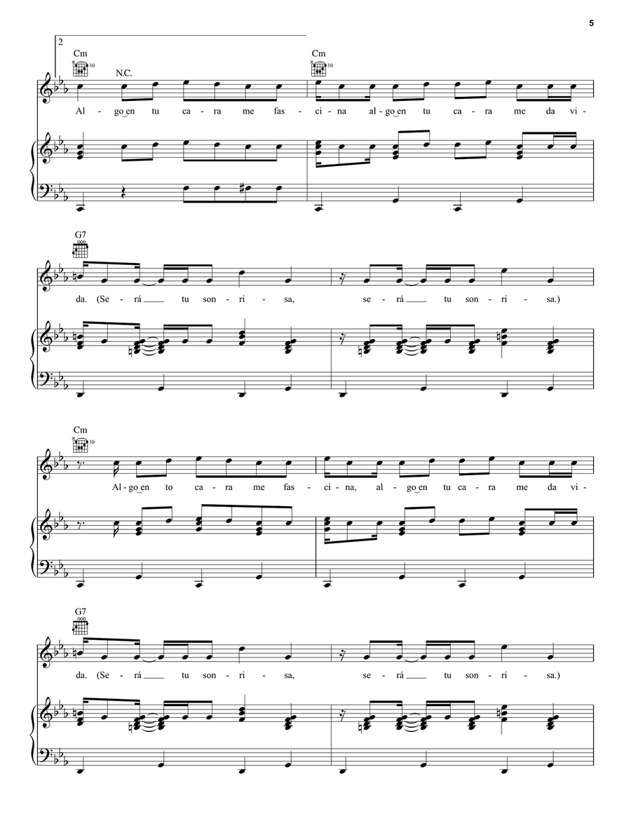 Tu Sonrisa Tu Sonrisa Piano, Vocal, Guitar scores gallery preview page 5