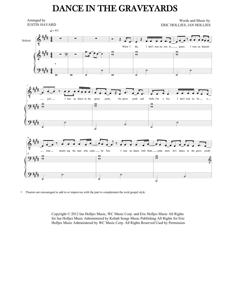 Dance In The Graveyards 4-Part scores gallery preview page 1