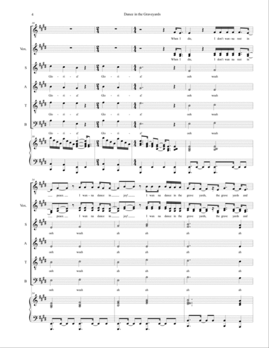 Dance In The Graveyards 4-Part scores gallery preview page 4