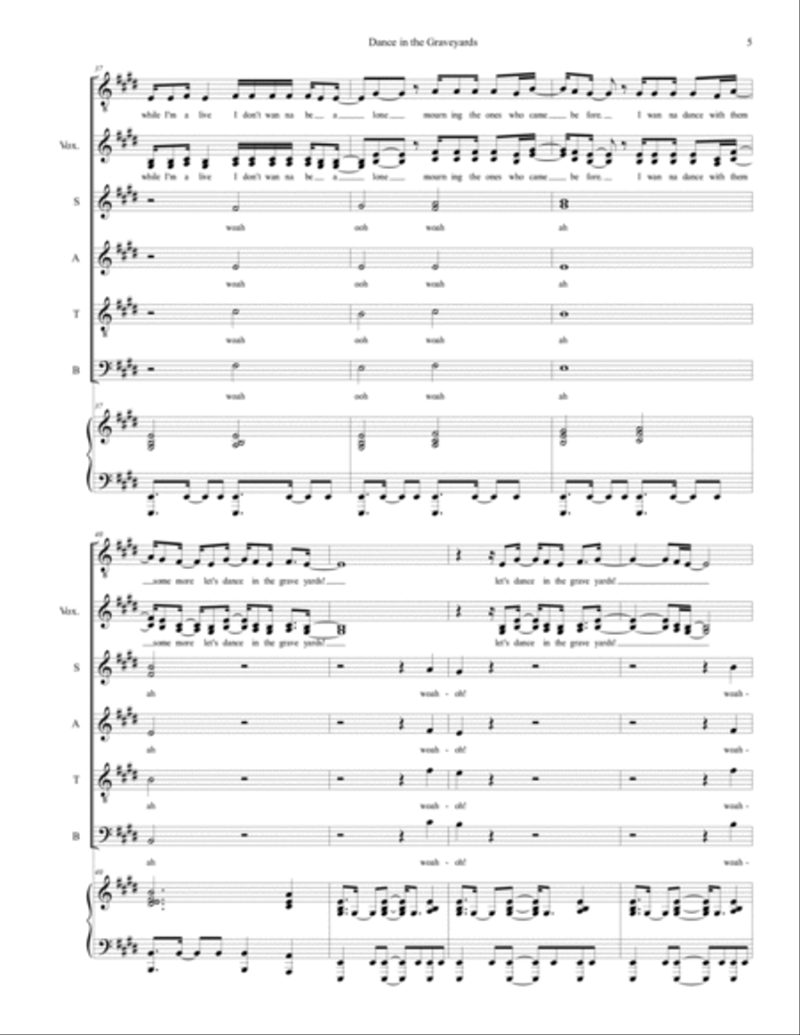 Dance In The Graveyards 4-Part scores gallery preview page 5