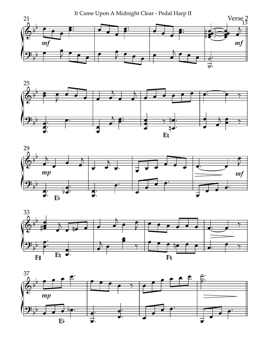 It Came Upon A Midnight Clear, Harp II - Key of Bb Celtic Harp scores gallery preview page 3