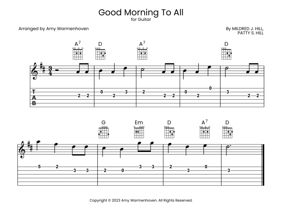 Good Morning To All Acoustic Guitar scores gallery preview page 1