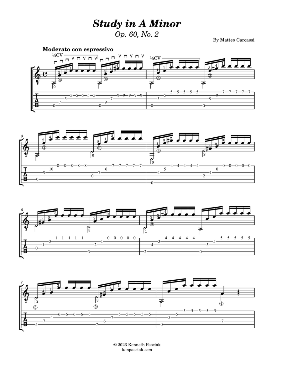 Study in A Minor (for Guitar) Acoustic Guitar scores gallery preview page 2