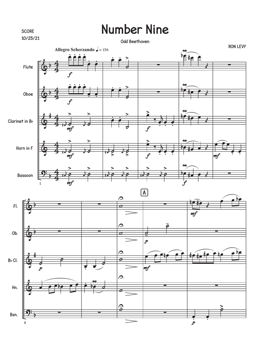 NUMBER NINE from Odd Beethoven Woodwind Quintet scores gallery preview page 4