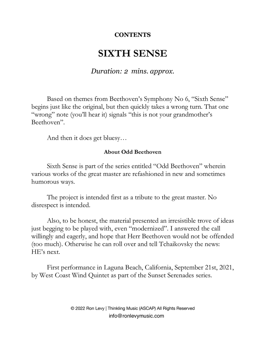 SIXTH SENSE from Odd Beethoven Woodwind Quintet scores gallery preview page 3