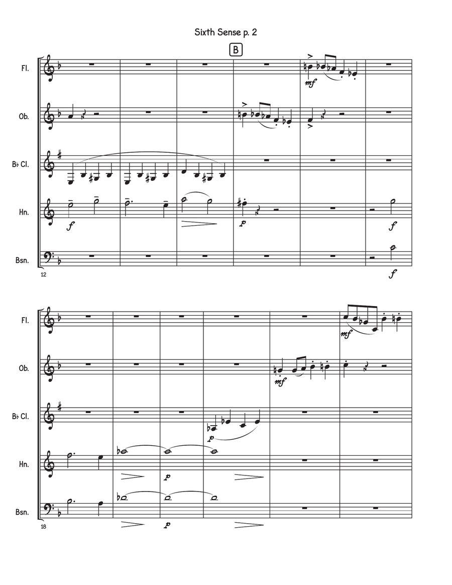 SIXTH SENSE from Odd Beethoven Woodwind Quintet scores gallery preview page 5