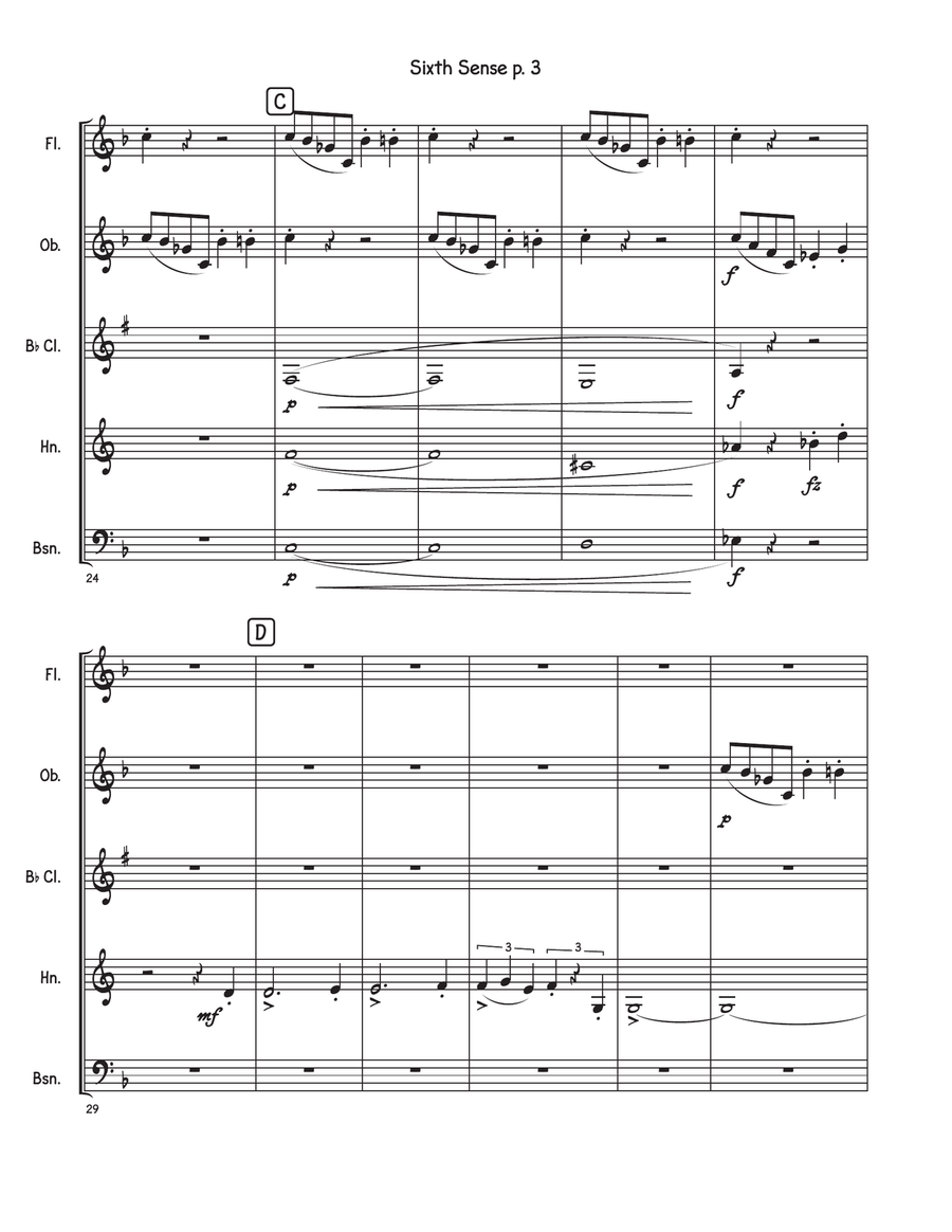SIXTH SENSE from Odd Beethoven Woodwind Quintet scores gallery preview page 6