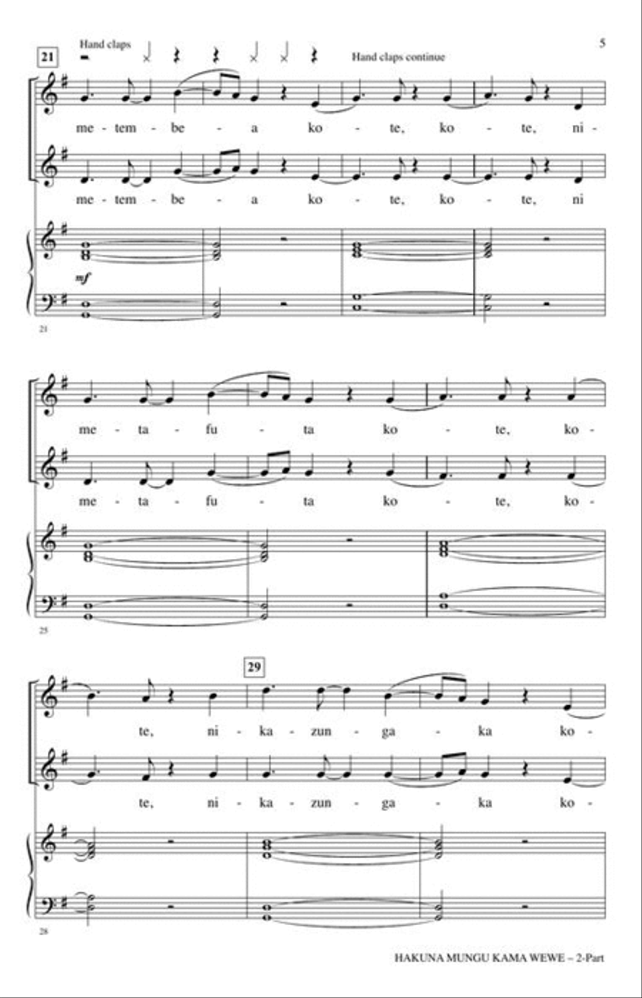 Hakuna Mungu Kama Wewe Hakuna Mungu Kama Wewe A Cappella scores gallery preview page 4